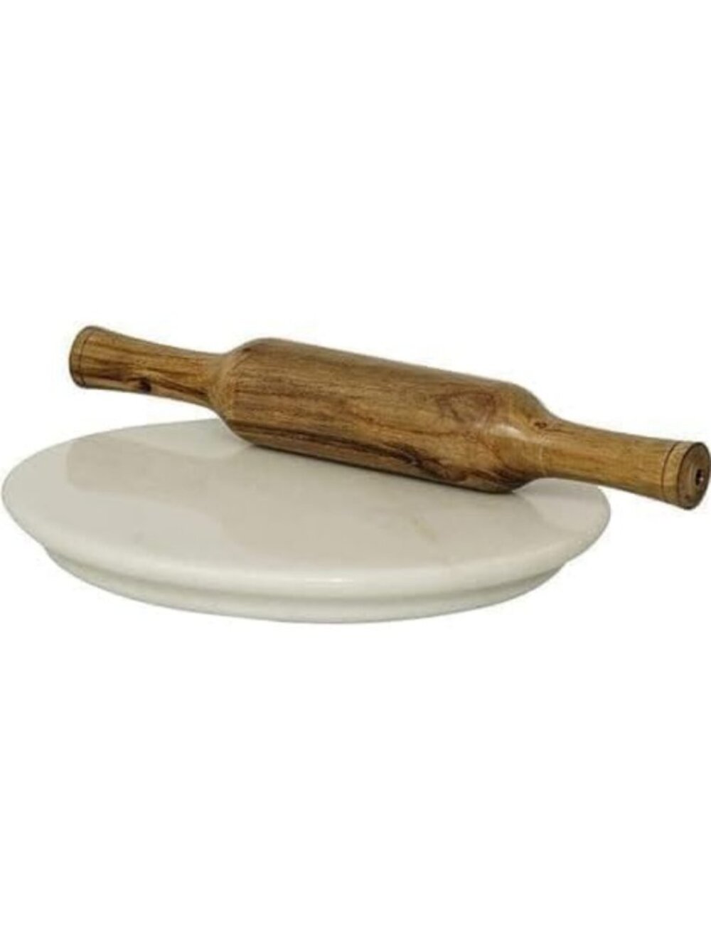 10-Inch Natural Marble Rolling Board & Wooden Pin Set for Roti, Pizza, Pastry